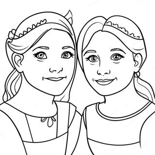 Ausmalbild der drei Schwestern | Drei Schwestern Ausmalbild