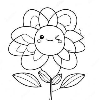 Kawaii-Blumen-Ausmalbild | Kawaii Blume Ausmalbild