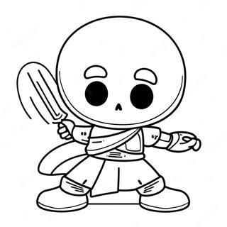 Ausmalbild von Dust Sans in Kampfpose | Staub Sans Ausmalbild