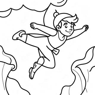 Ausmalbild von Peter Pan, der über Nimmerland fliegt | Peter Ausmalbild