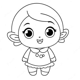 Niedliche Kawaii Chan mit großen Augen Ausmalbild | Kawaii Chan Ausmalbild