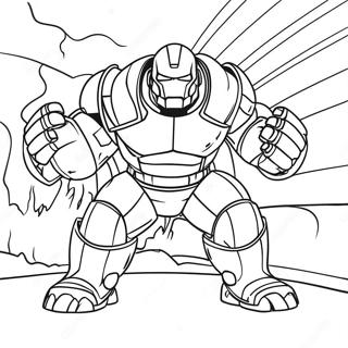 Hulkbuster im Kampf Ausmalbild | Hulkbuster Ausmalbild