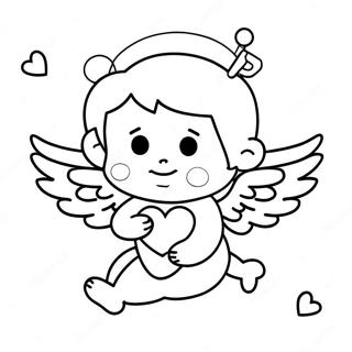 Niedlicher Cherub mit Herz Ausmalbild | Cherub Ausmalbild
