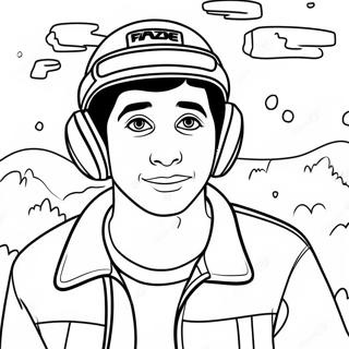 Faze Rug mit einem lustigen Hintergrund Ausmalbild | Faze Rug Ausmalbild