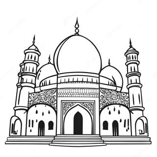 Schöne Moschee Silhouette Ausmalbild | Moschee Ausmalbild