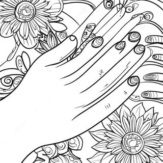 Hand Nagelkunst Ausmalbild | Handnagel Ausmalbild