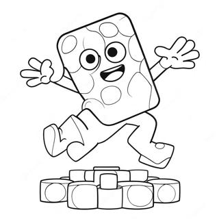 Buntes Q*bert springt Ausmalbild | Q*bert Ausmalbild
