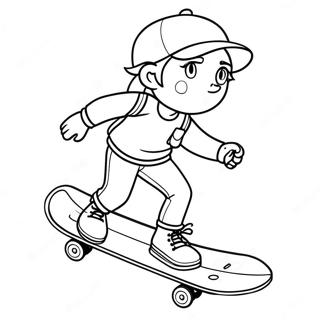 Tomboy Charakter mit Skateboard Ausmalbild | Tomboy Ausmalbild