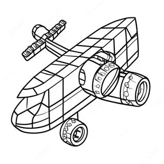 Buntes Lego Flugzeug im Flug Ausmalbild | Lego Flugzeug Ausmalbild