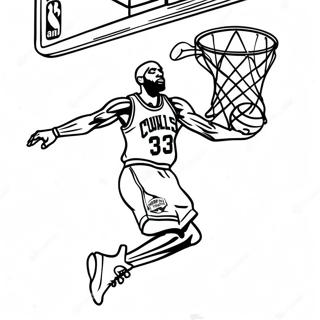 Dynamischer NBA-Spieler beim Dunking Ausmalbild | Logo NBA Ausmalbild