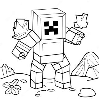 Süßer Minecraft Schneegolem Malbuchseite | Minecraft Schneegolem Ausmalbild