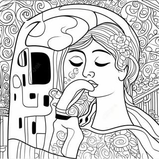 Klimts Der Kuss Ausmalbild | Klimt Ausmalbild