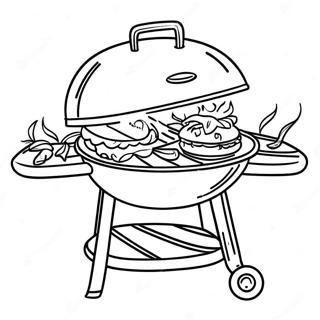 BBQ Grill mit köstlichen Burgern Ausmalbild | Grill Ausmalbild