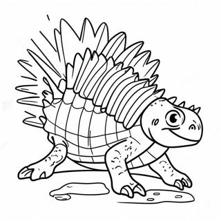 Bunter Dimetrodon mit stacheligem Segel Ausmalbild | Dimetrodon Ausmalbild