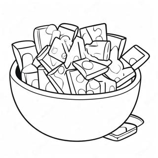 Bunte Chips in einer Schüssel Ausmalbild | Chips Ausmalbild