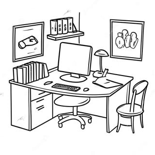 Bürotisch Ausmalbild | Büro Ausmalbild