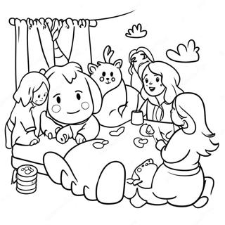 Gemütliche Pyjama-Party Ausmalbild | Gestalte Deine eigenen Pyjamas Ausmalbild