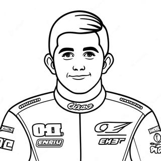 Chase Elliott im Rennwagen Ausmalbild | Chase Elliott Ausmalbild