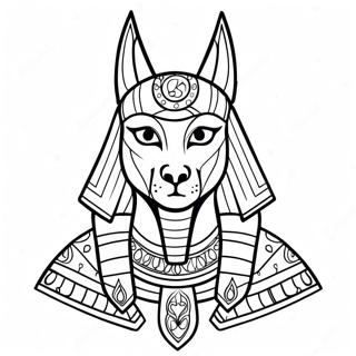 Bunter Anubis Ausmalbild | Ägyptische Götter Ausmalbild