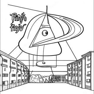 Buntes Pink Floyd Albumcover Ausmalbild | Pink Floyd Ausmalbild