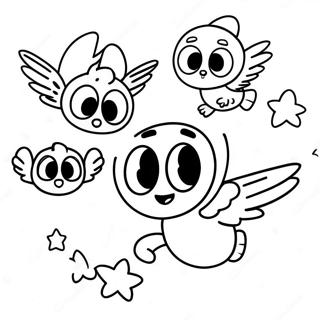 Top Wing Charaktere Fliegendes Ausmalbild | Top Wing Ausmalbild