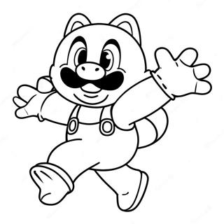 Tanooki Mario springt in der Luft Ausmalbild | Tanooki Mario Ausmalbild