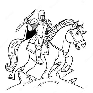 Furchterregender schwarzer Ritter auf dem Pferd Ausmalbild | Schwarzer Ritter Ausmalbild