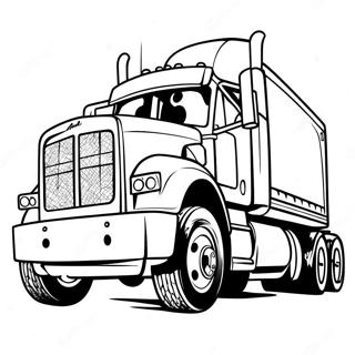 Großer Mack Truck auf der Straße Ausmalbild | Autos Mack Ausmalbild