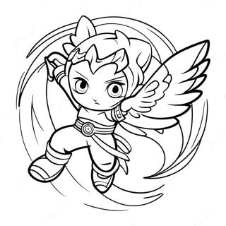 Dynamische Valkyrie Beyblade in Aktion Ausmalbild | Valkyrie Beyblade Ausmalbild