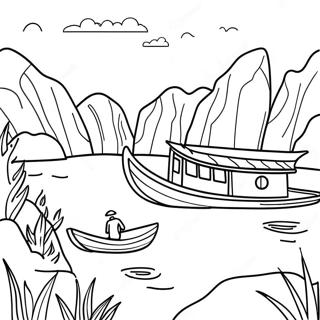 Vietnam Landschaft Ausmalbild | Vietnam Ausmalbild