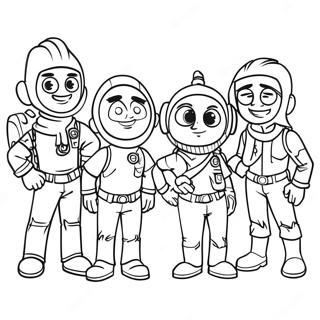 Firebuds Team Abenteuer Ausmalbild | Feuerknospen Ausmalbild