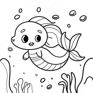 Merpup schwimmt im bunten Ozean Ausmalbild | Merpup Ausmalbild