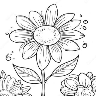 Bunter Blumen-Samen Ausmalbild | Vorschul Samen Ausmalbild