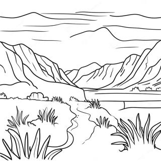 Schöne Landschaft von Wyoming Ausmalbild | Wyoming Ausmalbild