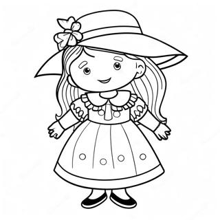 Madeline in einem bunten Kleid Ausmalbild | Madeline Ausmalbild