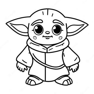 Süßer Mandalorian Baby Yoda Ausmalbild | Star Wars Mandalorian Ausmalbild