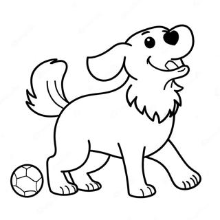 Glücklicher Golden Retriever spielt mit Ball Ausmalbild | Golden Retriever Ausmalbild