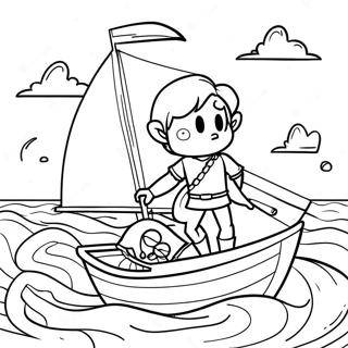 Link segelt auf dem Ozean Ausmalbild | Wind Waker Ausmalbild