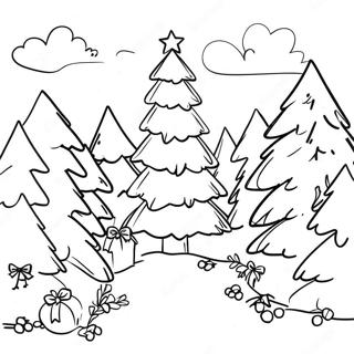 Weihnachtsbaumfarm Szene Ausmalbild | Weihnachtsbaumfarm Ausmalbild