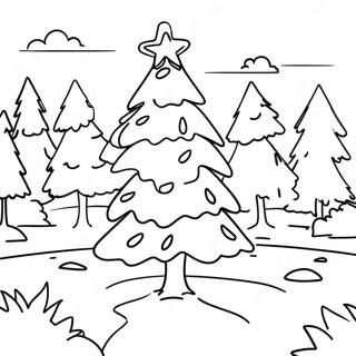 Festliche Weihnachtsbaumfarm Ausmalbild | Weihnachtsbaumfarm Ausmalbild