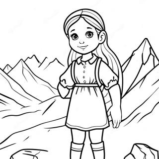 Heidi in den Schweizer Alpen Ausmalbild | Heidi Ausmalbild