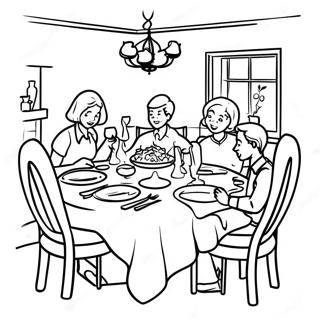 Familienessen am Tisch Ausmalbild | Familienessen Ausmalbild