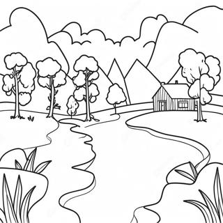 Skandinavische Landschaft Ausmalbild | Skandinavisch Ausmalbild