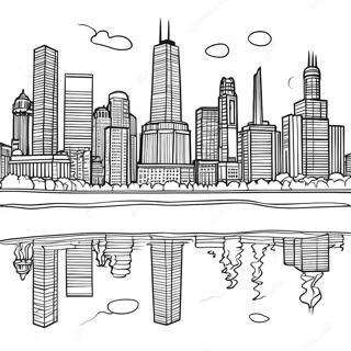 Chicago Skyline Ausmalbild | Illinois Ausmalbild
