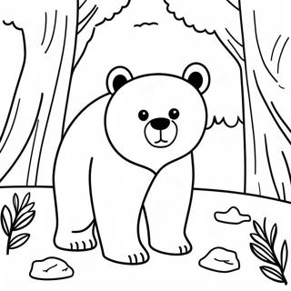 Realistischer Bär im Wald Ausmalbild | Realistischer Bär Ausmalbild