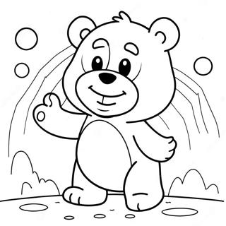 Wütender grimmiger Care Bear in einer regnerischen Szene Ausmalbild | Grimmiger Care Bear Ausmalbild