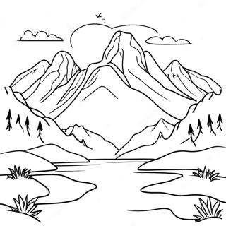 Schöne Berglandschaft Ausmalbild | Land Ausmalbild
