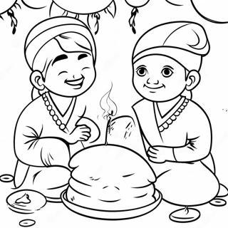 Pongal Festival Feier Ausmalbild | Pongal Ausmalbild