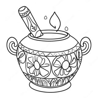 Bunter Pongal-Topf Ausmalbild | Pongal Ausmalbild