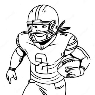 Alvin Kamara mit Fußball laufend Ausmalbild | Alvin Kamara Ausmalbild